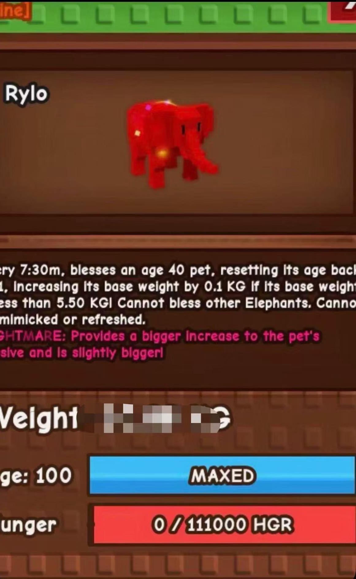 MMOJUGG Grow A Garden Nightmare Rainbow Elephant (passive 5.5KG) Details View of Item Function and Use